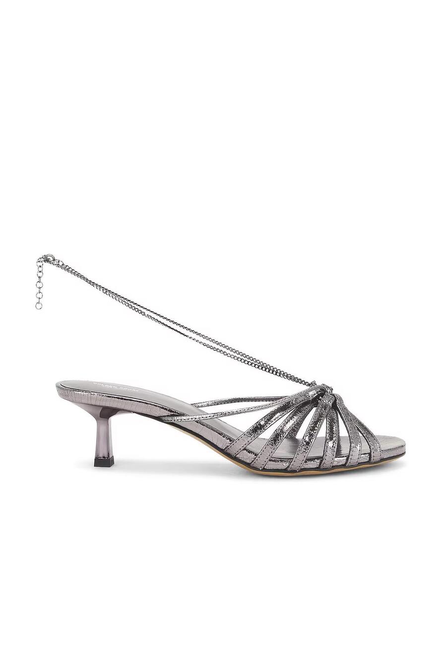 NEW GOLDEN GOOSE women's nico kitten heel in rutenio metal